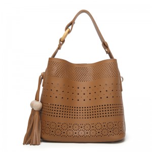 HD0827 - Engros udhulet pu læder skulder taske til kvinder shopping
